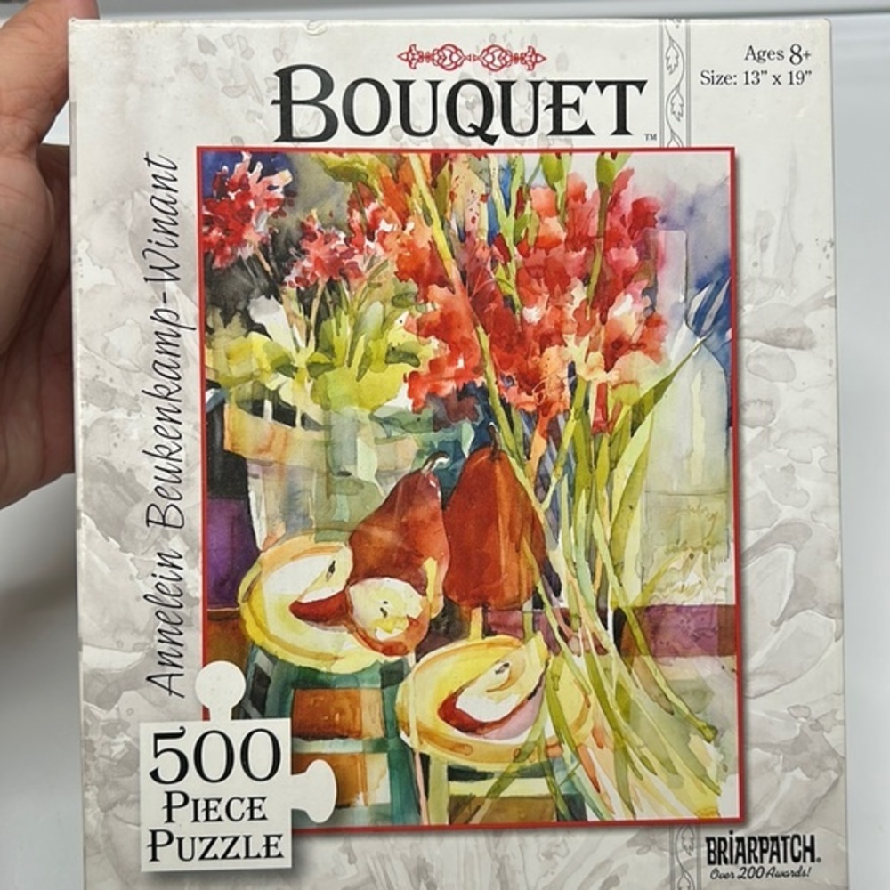 BRIARPATCH 500 Piece Jigsaw Puzzle Floral Bouquet Pears Sweeping Blooms 13 X 19